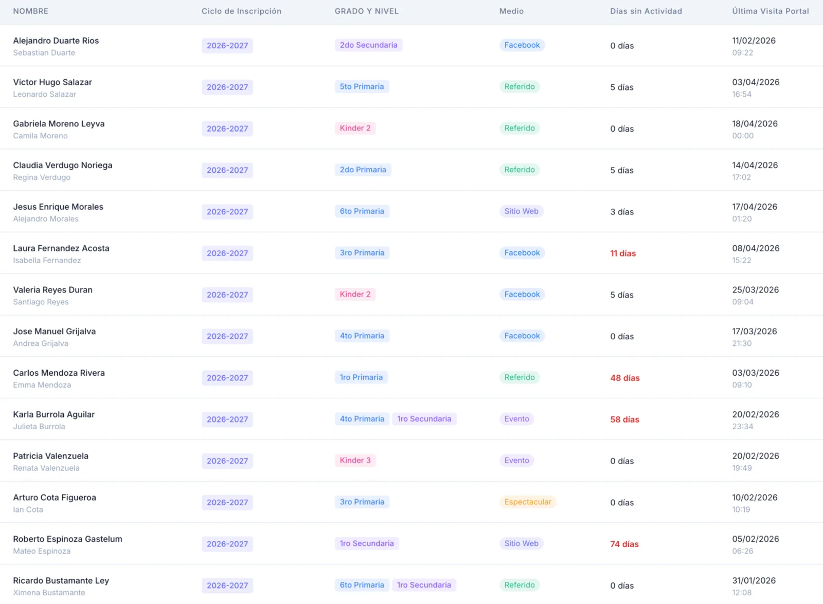 Enroly Lite — lista de contactos